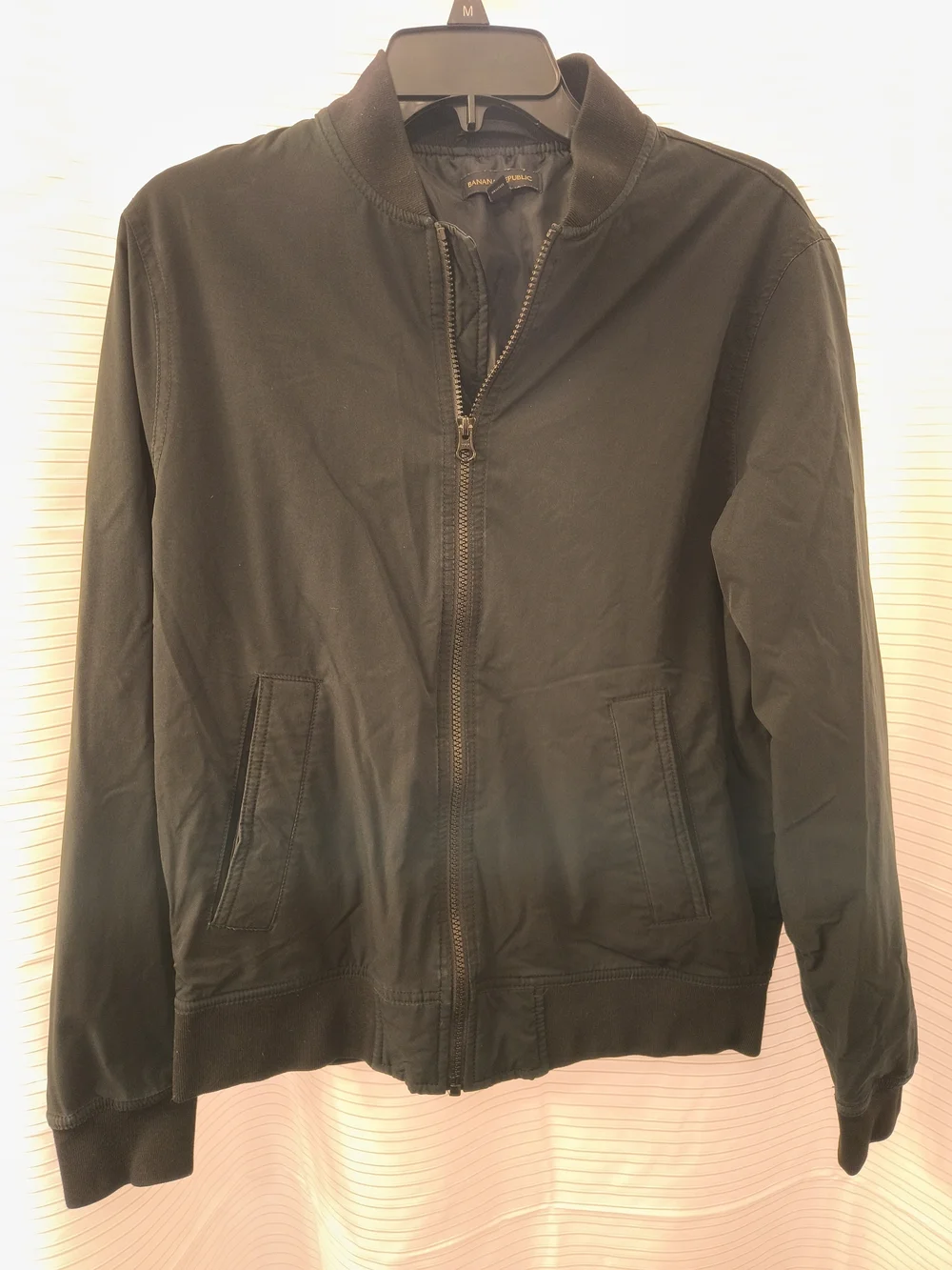 Banana Republic Men's Forest Green Zip-Up Bomber Sweater